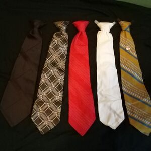 Lot of 5 Vintage 17" Men's/Boys Clip On Neckties